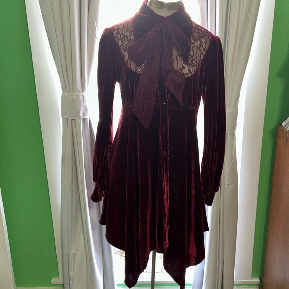 KILLSTAR burgundy velvet mini dress